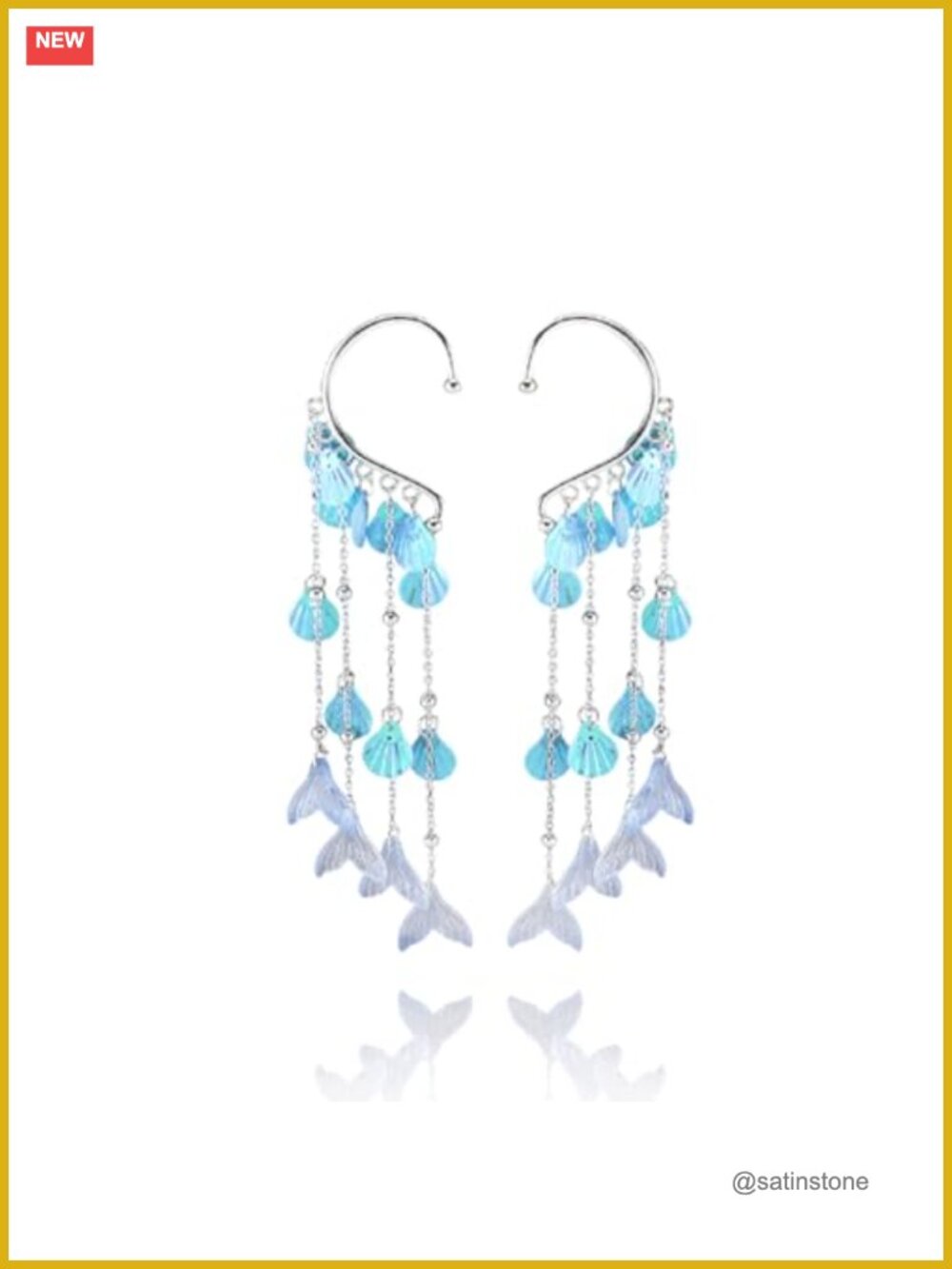 Clip On Fairy Elf Ear Cuffs Butterfly Tassel Dangle Earrings Women Cosplay
